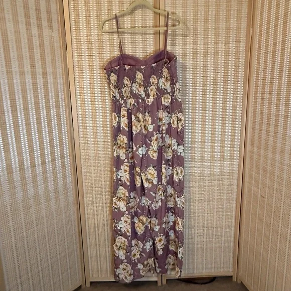 Band Of‎ Gypsies Womens XL Pink Floral Jumpsuit Padded Bust built in bra Cottage - Picture 3 of 11